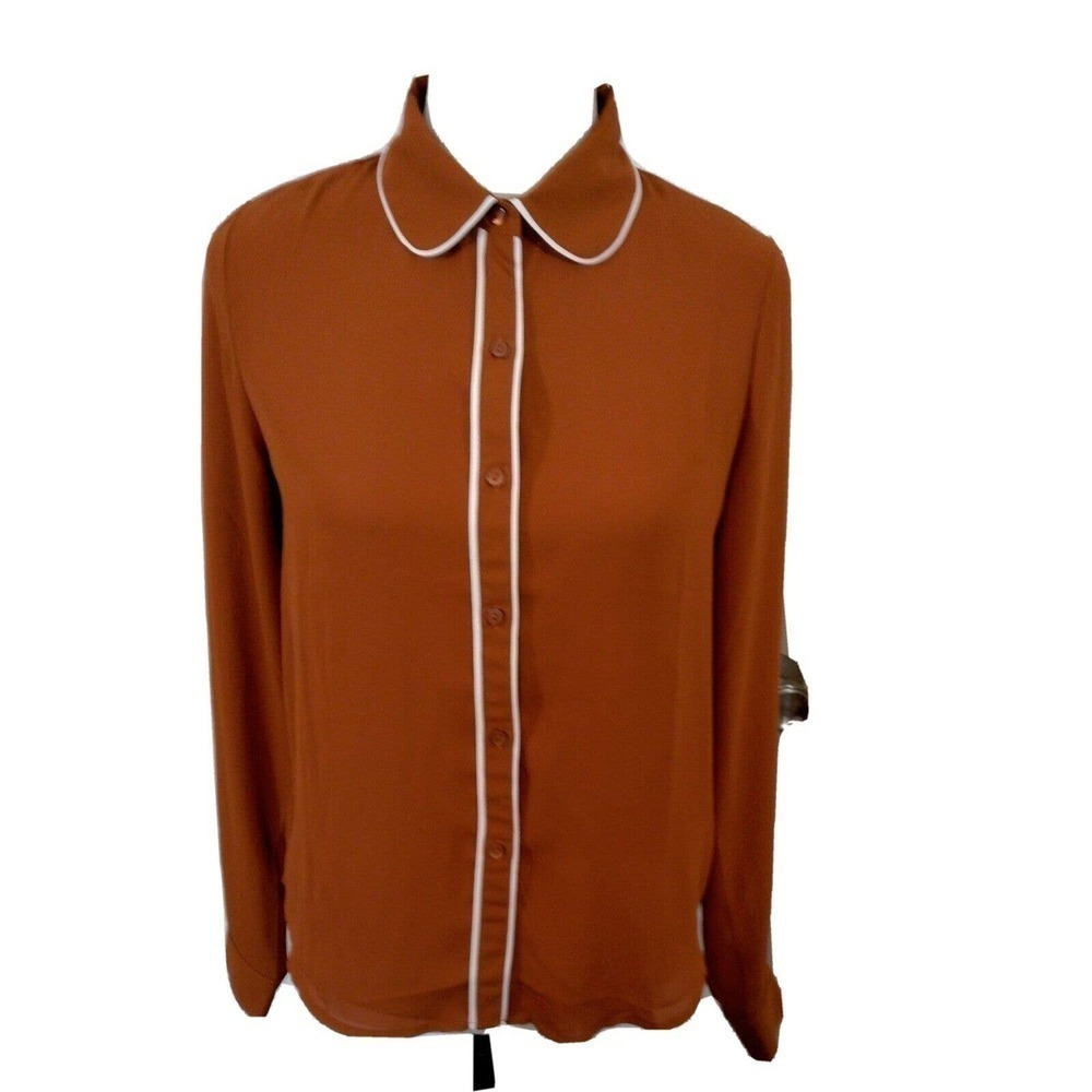 forever 21 Womens Small Burnt Orange Blouse Top Button Front
